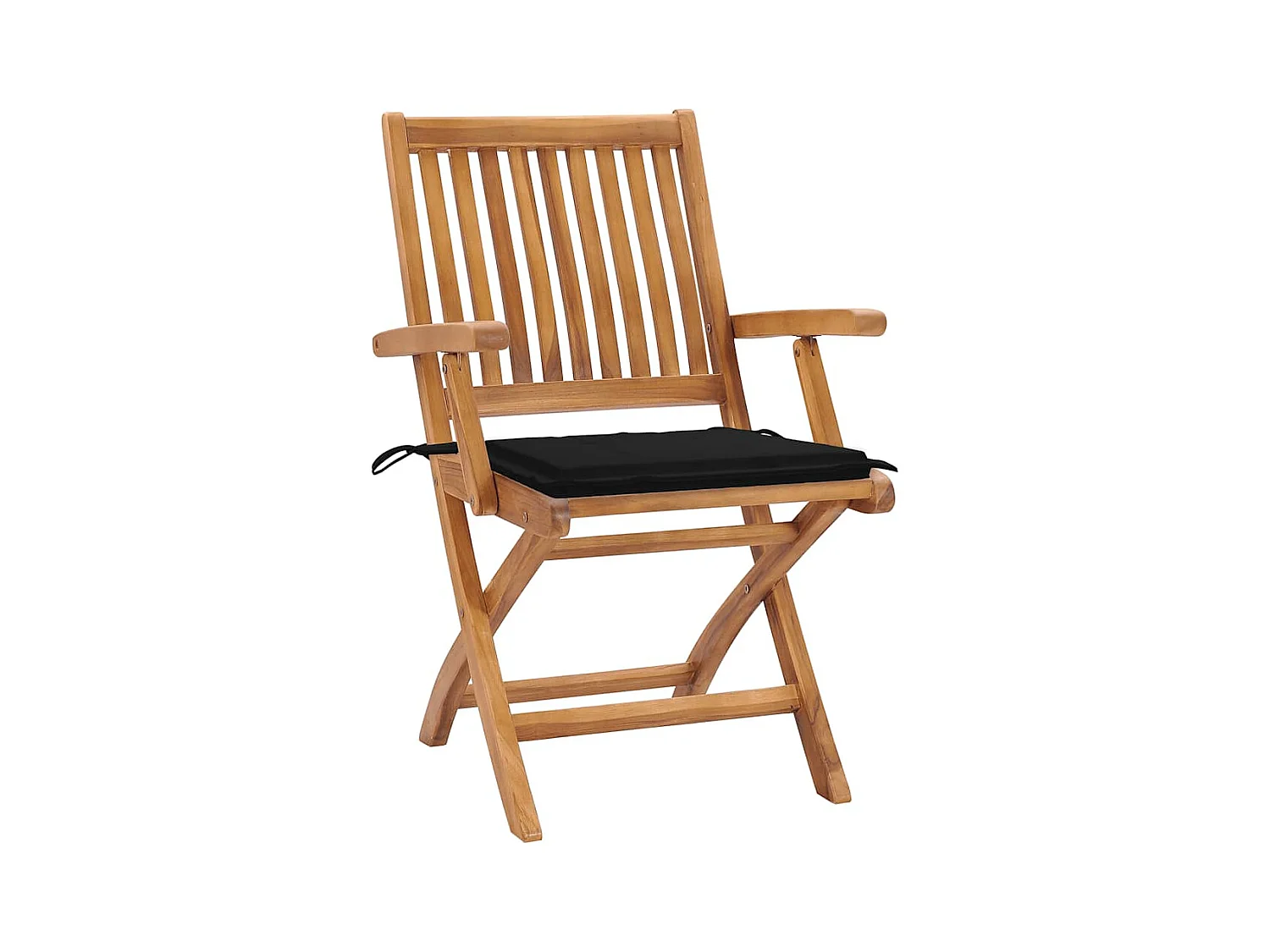 Juego de 4 sillas de jardín plegables con cojines de teca maciza