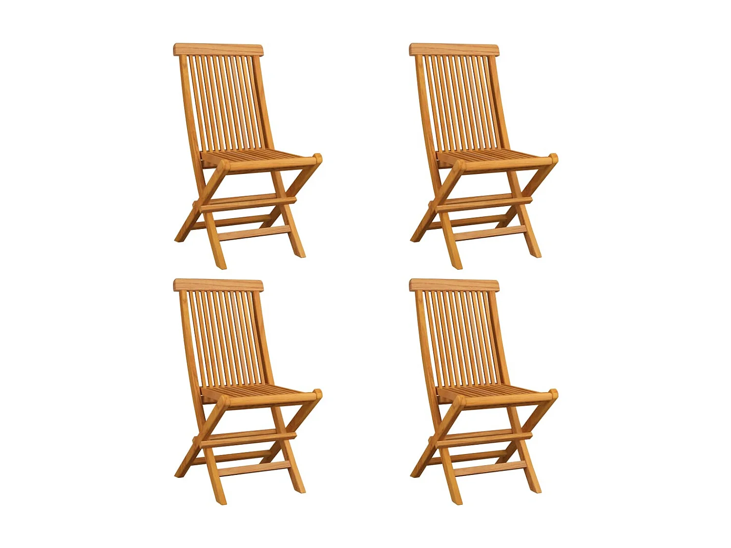 Set di 4 sedie da giardino e cuscini neri in legno massello di teak
