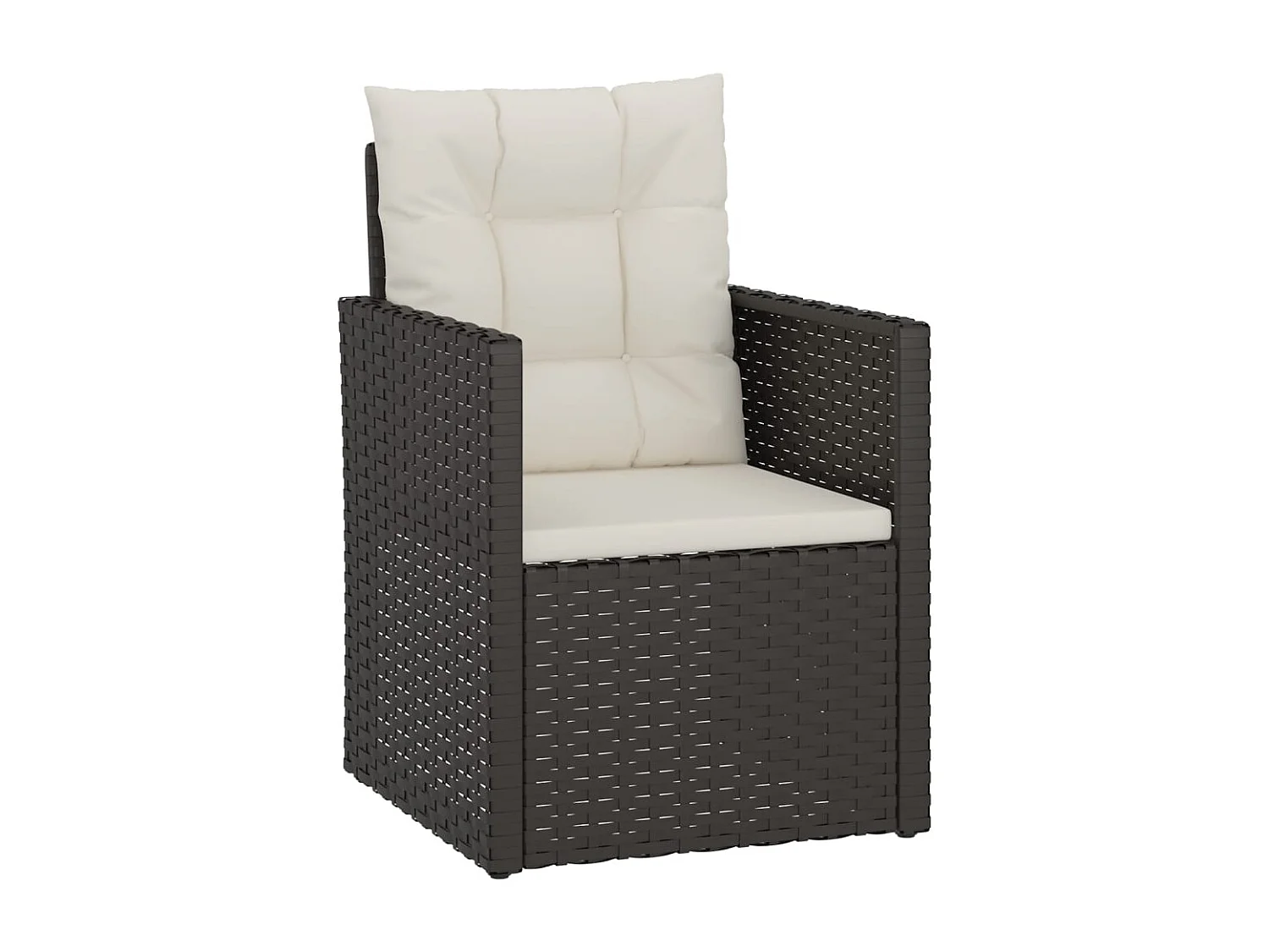 Poltrona da giardino con cuscini Resina intrecciata nera