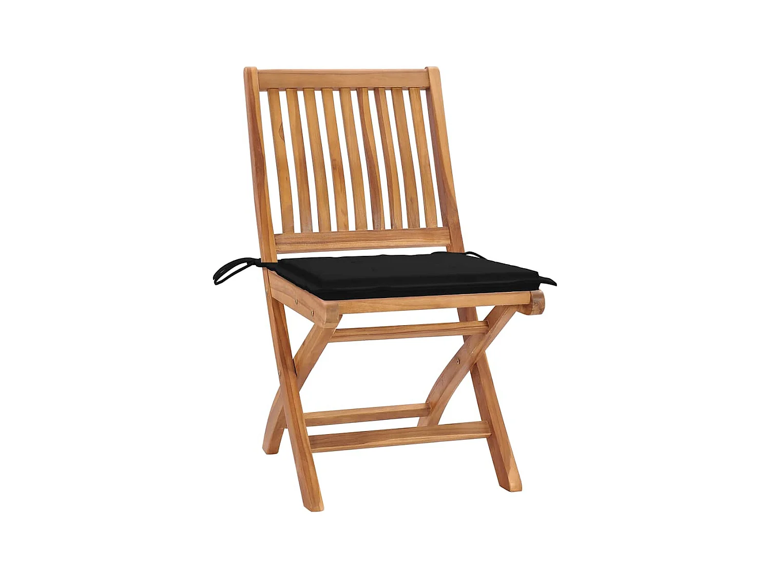 Set di 4 sedie da giardino pieghevoli con cuscini in teak massello