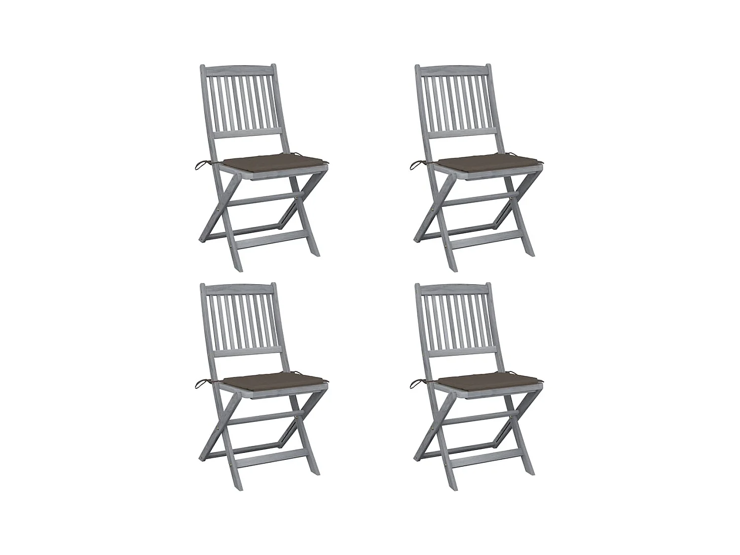 Chaises pliables d'extérieur lot de 4 et coussins Bois d'acacia