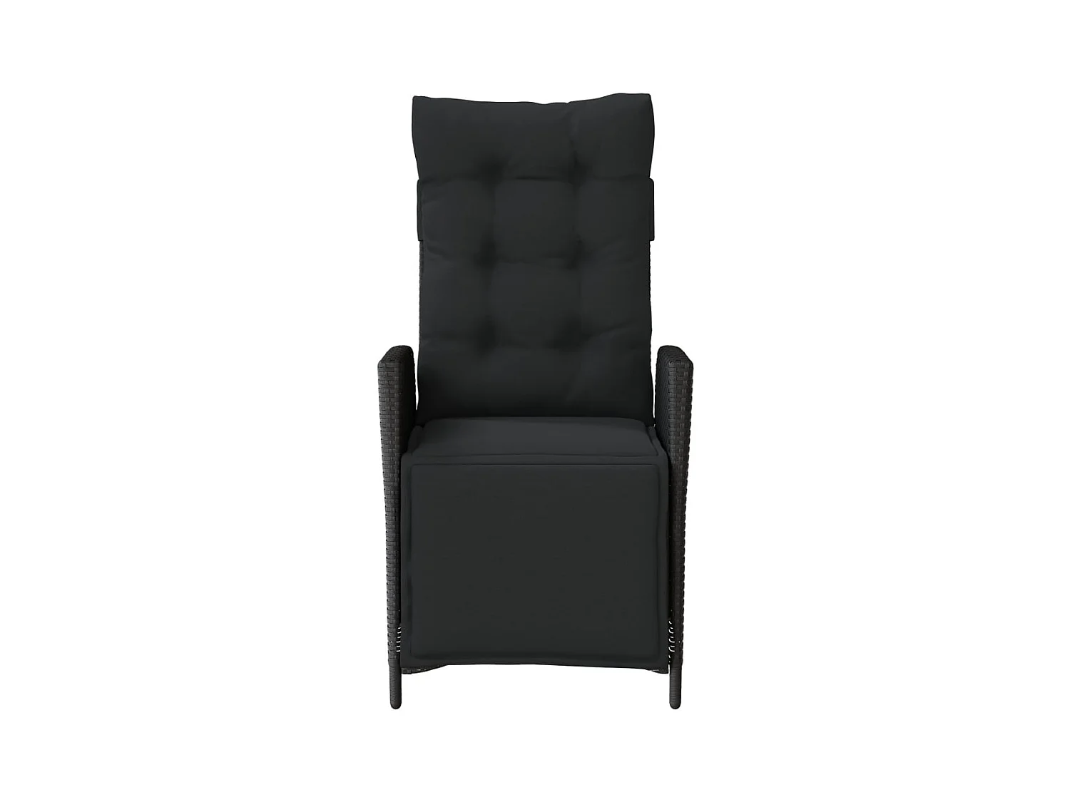 Sedia da giardino reclinabile e poggiapiedi in resina di vimini nera