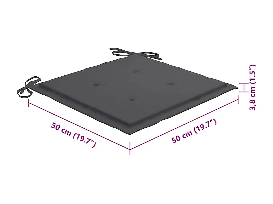 Set di 8 sedie pieghevoli da esterno con cuscini in legno di acacia