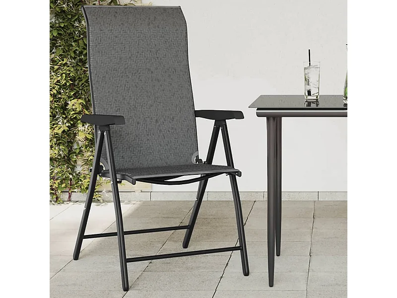 Set van 8 grijze opvouwbare tuinstoelen van geweven hars