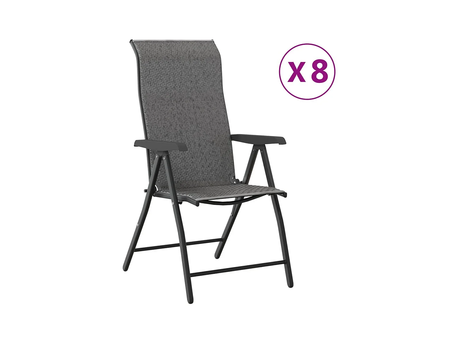 Chaises pliables de jardin lot de 8 gris résine tressée