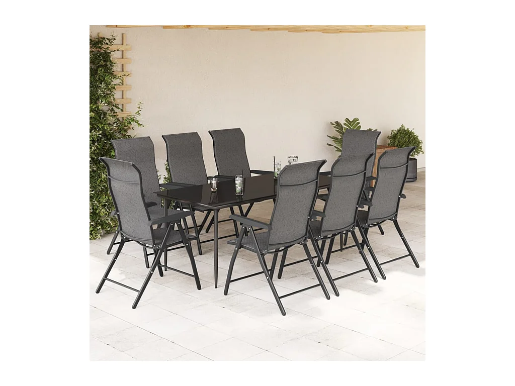 Chaises pliables de jardin lot de 8 gris résine tressée