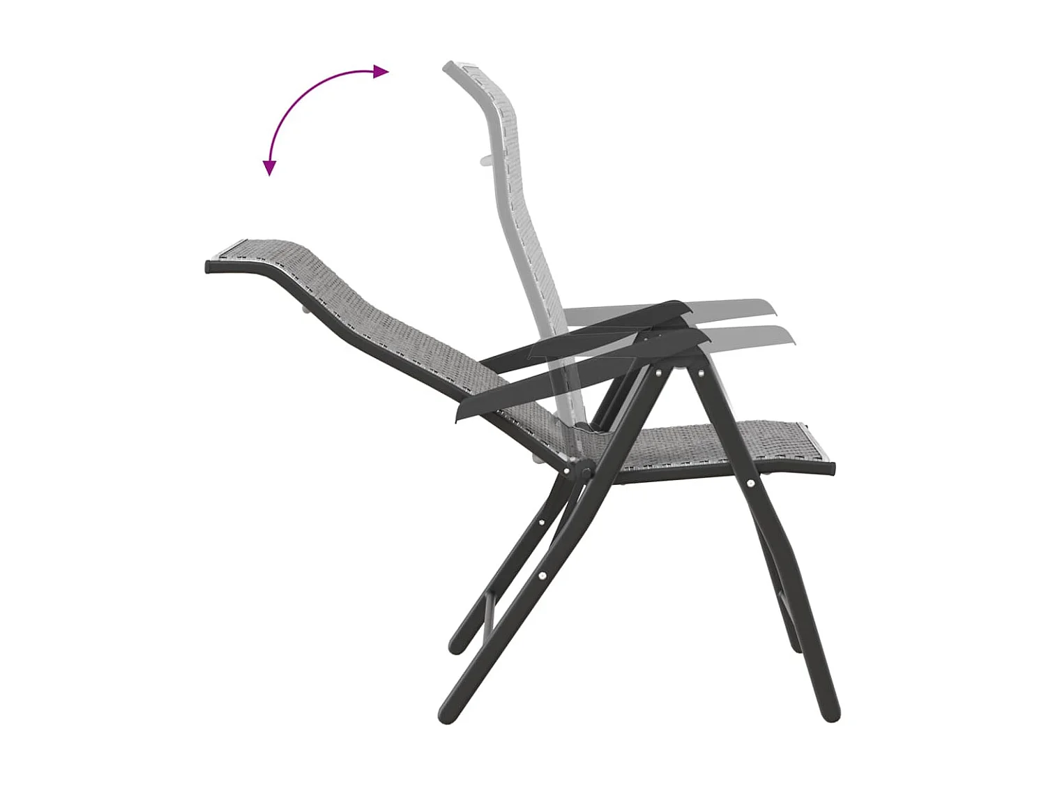 Chaises pliables de jardin lot de 8 gris résine tressée