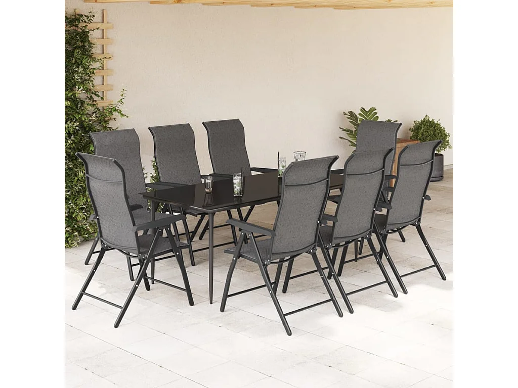 Chaises pliables de jardin lot de 8 gris résine tressée