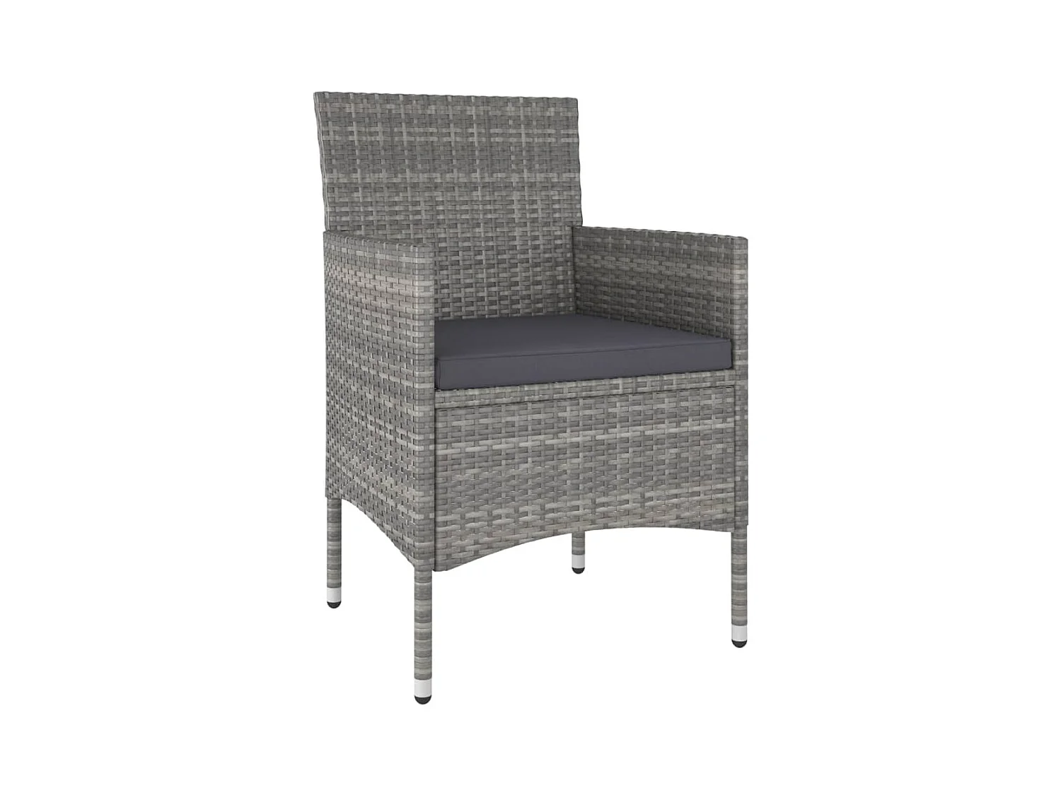 Conjunto de 4 sillas y taburetes de jardín, resina tejida gris