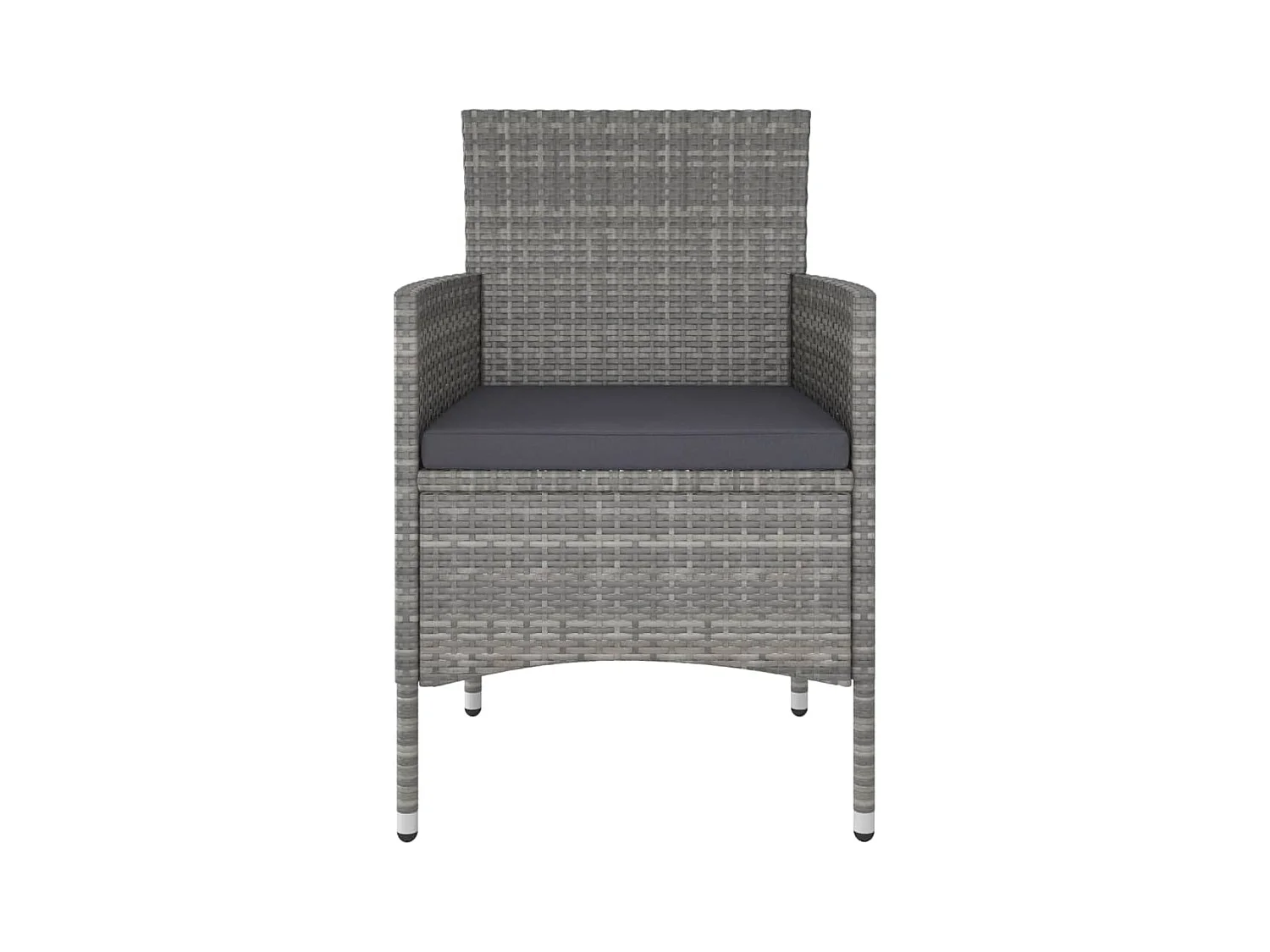 Conjunto de 4 sillas y taburetes de jardín, resina tejida gris