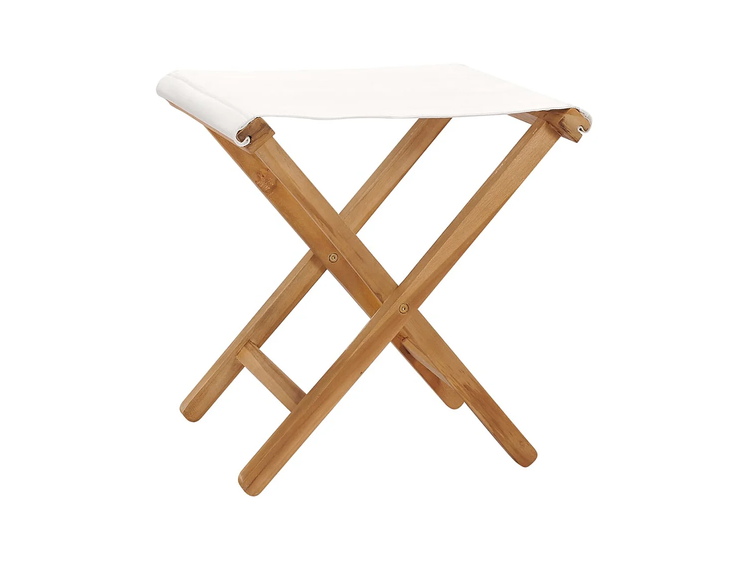 Chaises pliables lot de 2 Bois teck solide et tissu Blanc crème