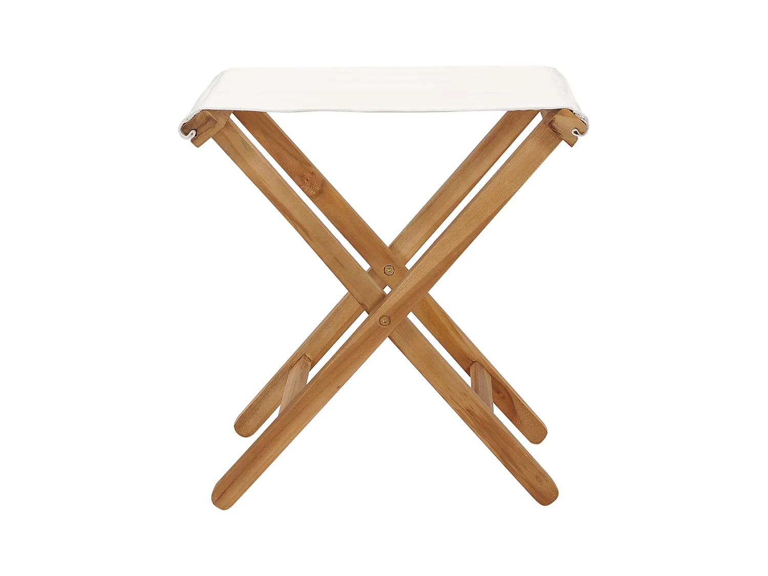 Chaises pliables lot de 2 Bois teck solide et tissu Blanc crème