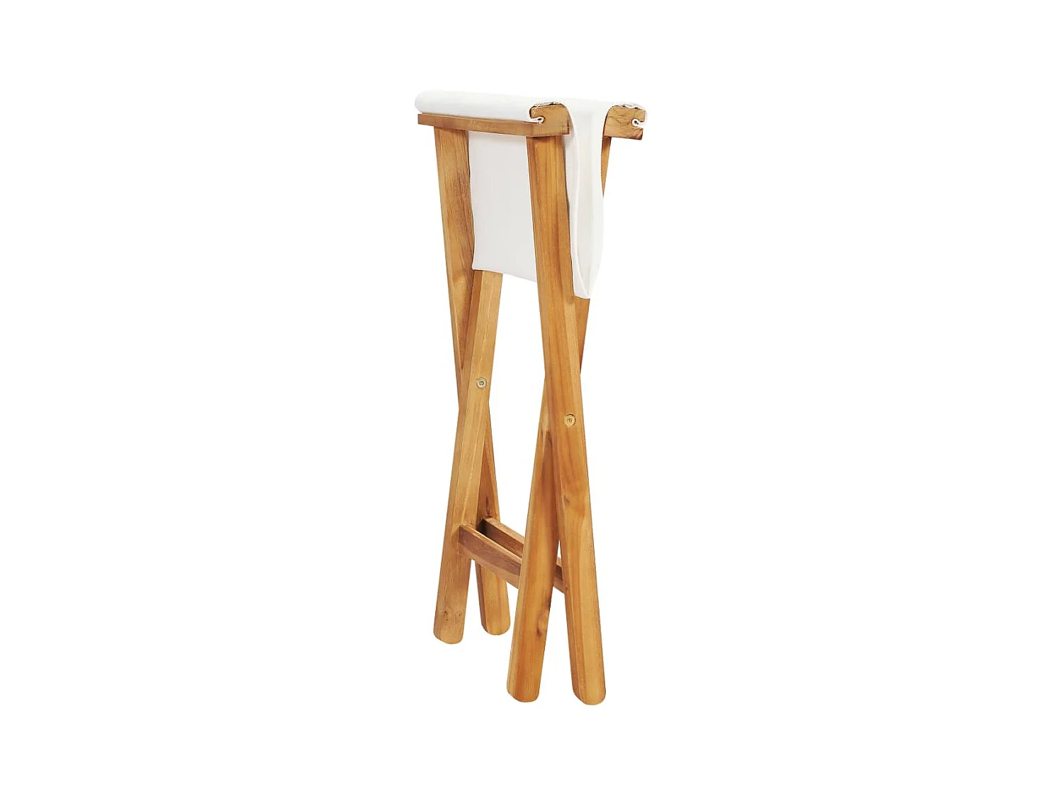 Chaises pliables lot de 2 Bois teck solide et tissu Blanc crème