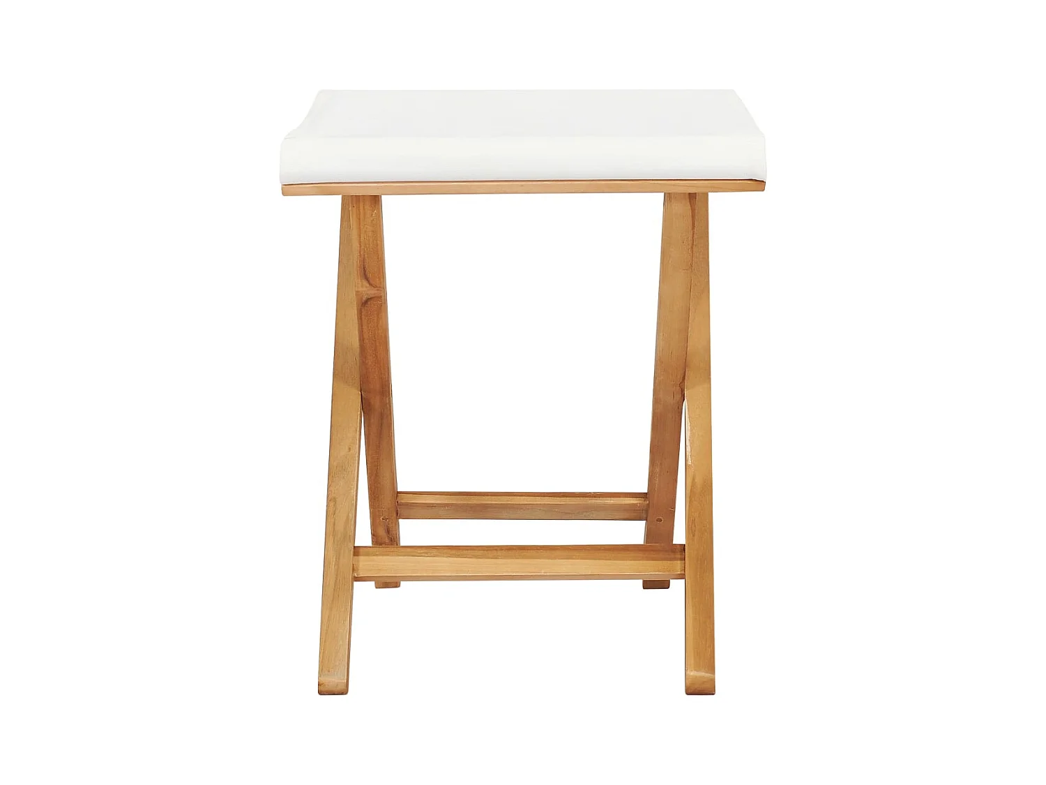 Set van 2 klapstoelen, massief teakhout en crèmewitte stof