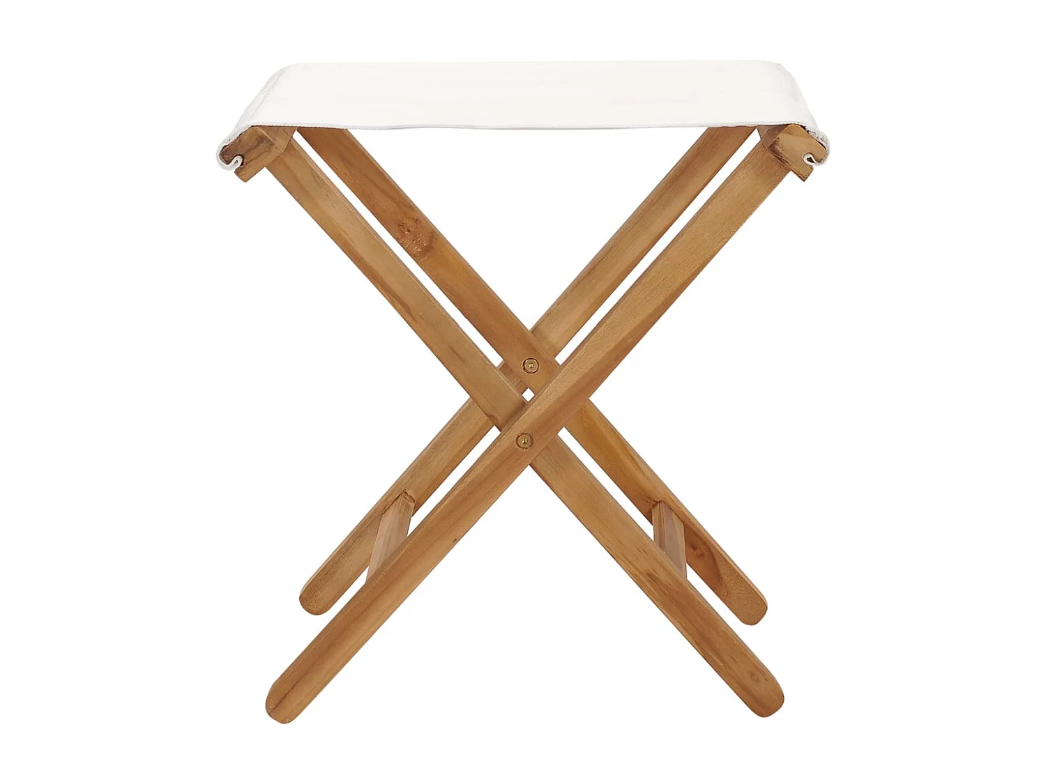 Set van 2 klapstoelen, massief teakhout en crèmewitte stof