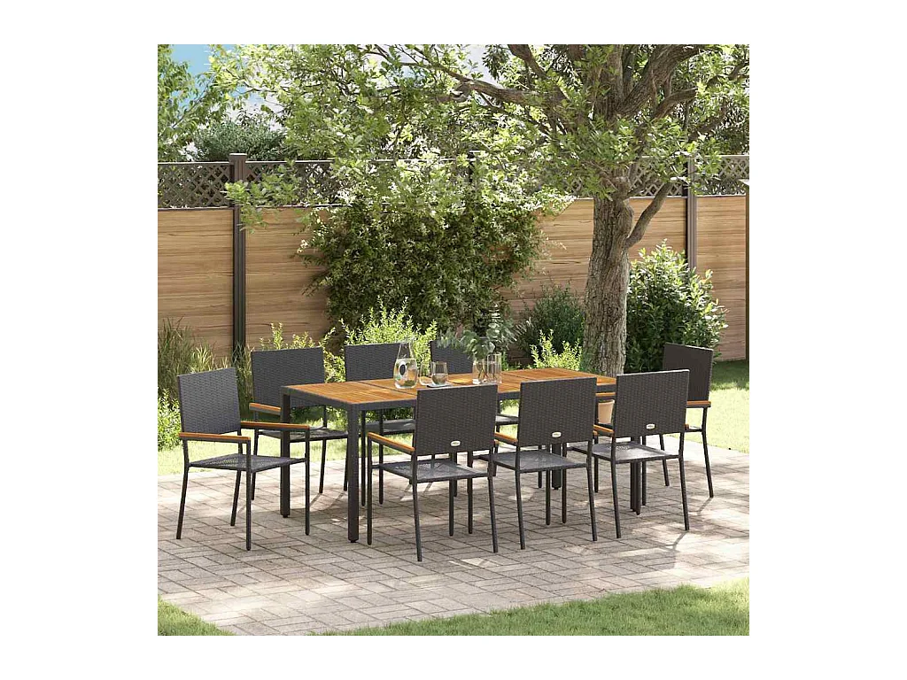 9 pcs Noir, Marron 190 x 90 x 75 cm