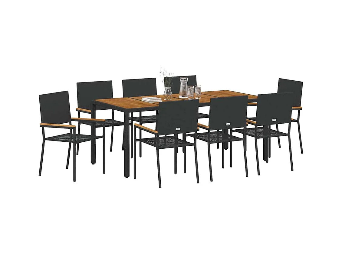 9 pcs Noir, Marron 190 x 90 x 75 cm