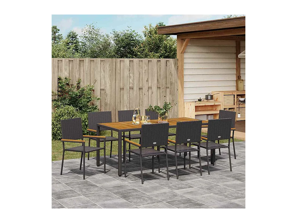 9 pcs Noir, Marron 190 x 90 x 75 cm