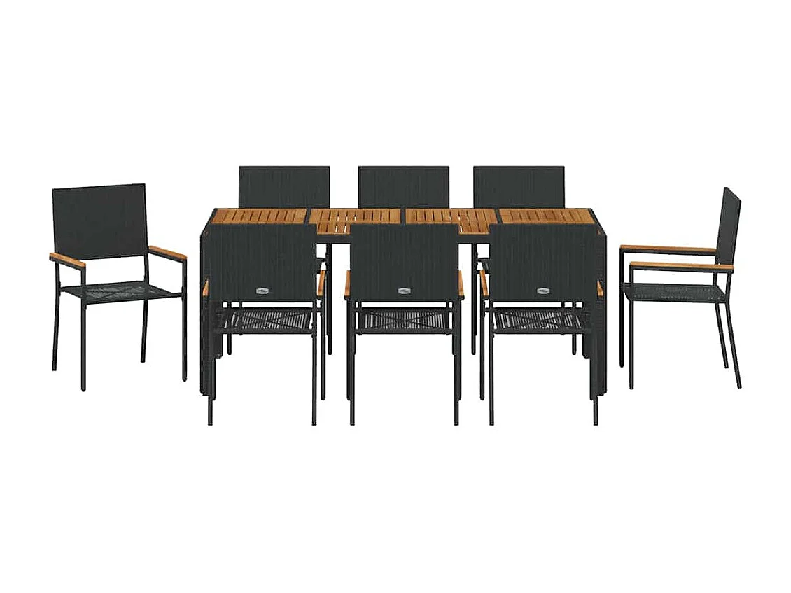 9 pcs Noir, Marron 190 x 90 x 75 cm