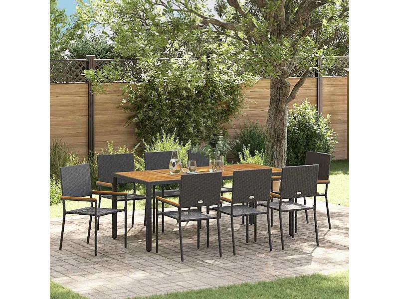 9 pcs Noir, Marron 190 x 90 x 75 cm