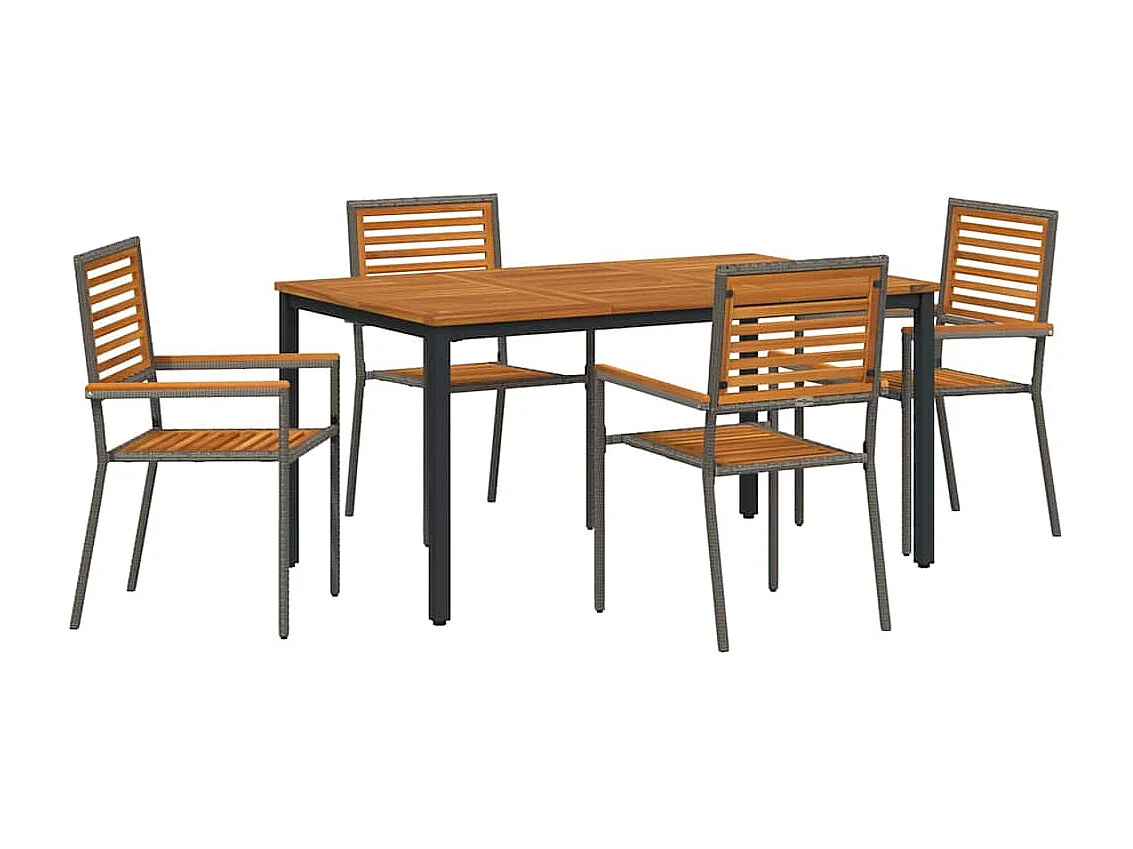 Ensemble de salle à manger pour jardin 5 pcs Gris