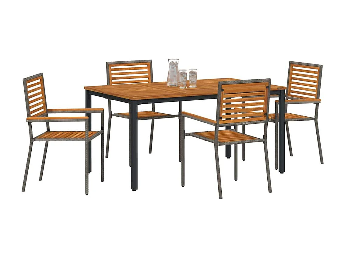 Ensemble de salle à manger pour jardin 5 pcs Gris