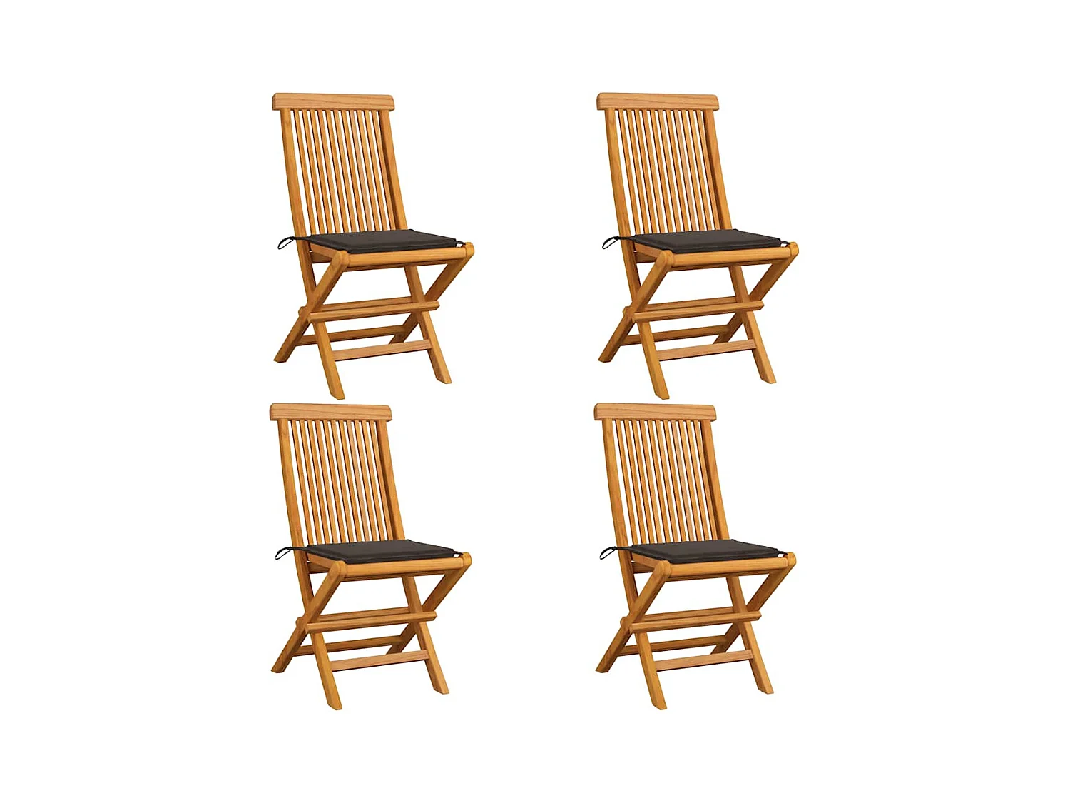 Juego de 4 sillas y cojines de jardín color topo Madera maciza de teca