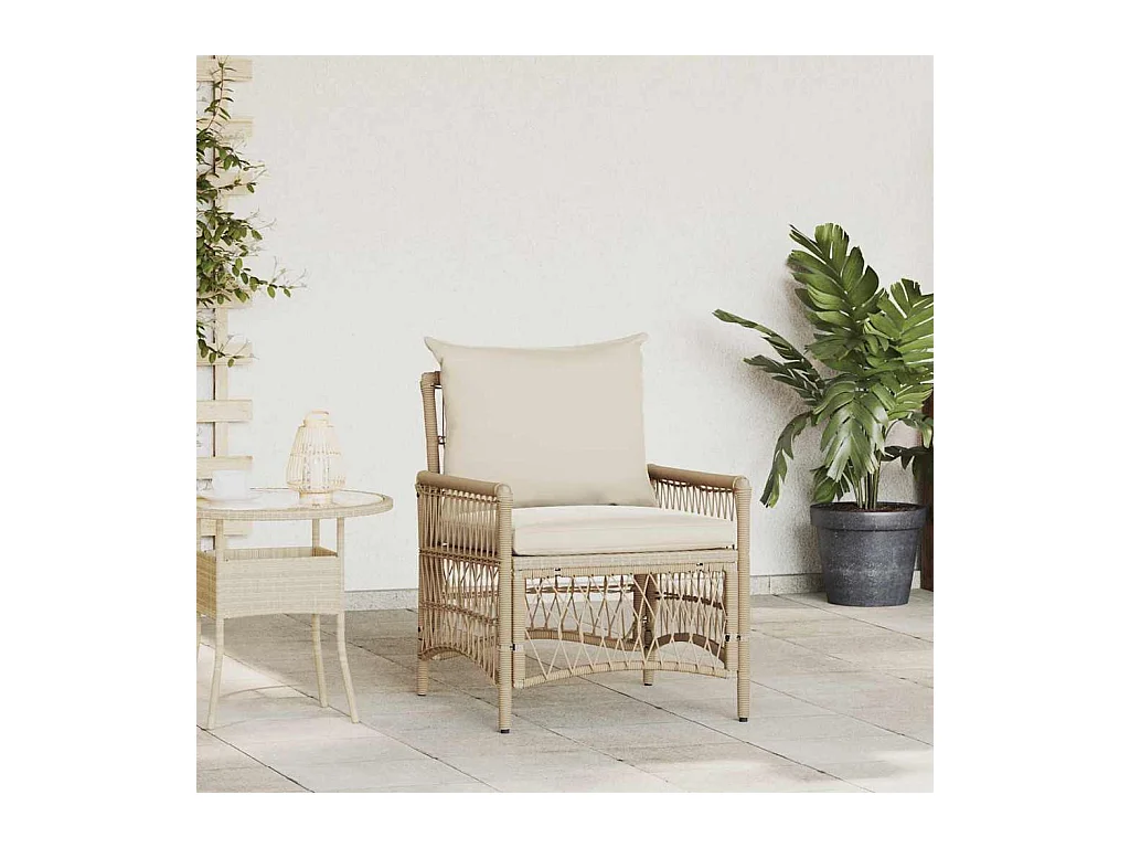 Sedia da giardino beige 60 x 70 x 78 cm in polyrattan