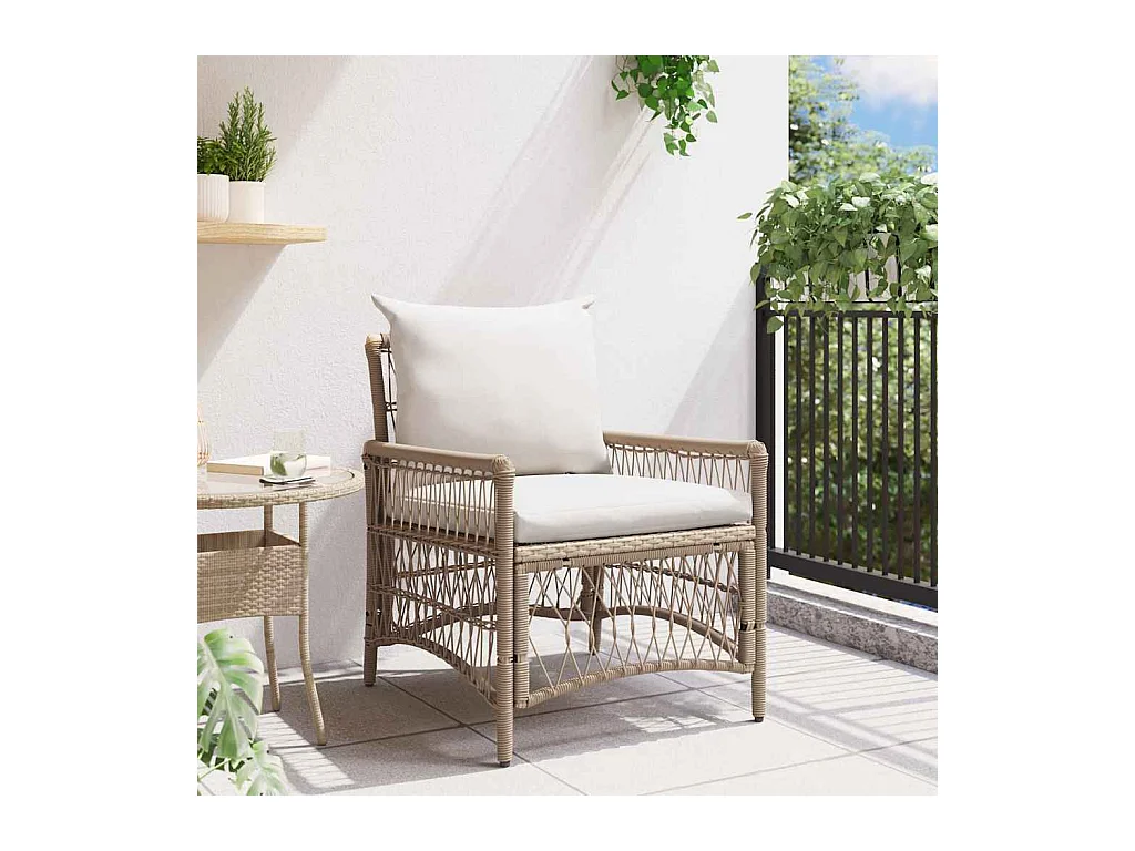 Sedia da giardino beige 60 x 70 x 78 cm in polyrattan