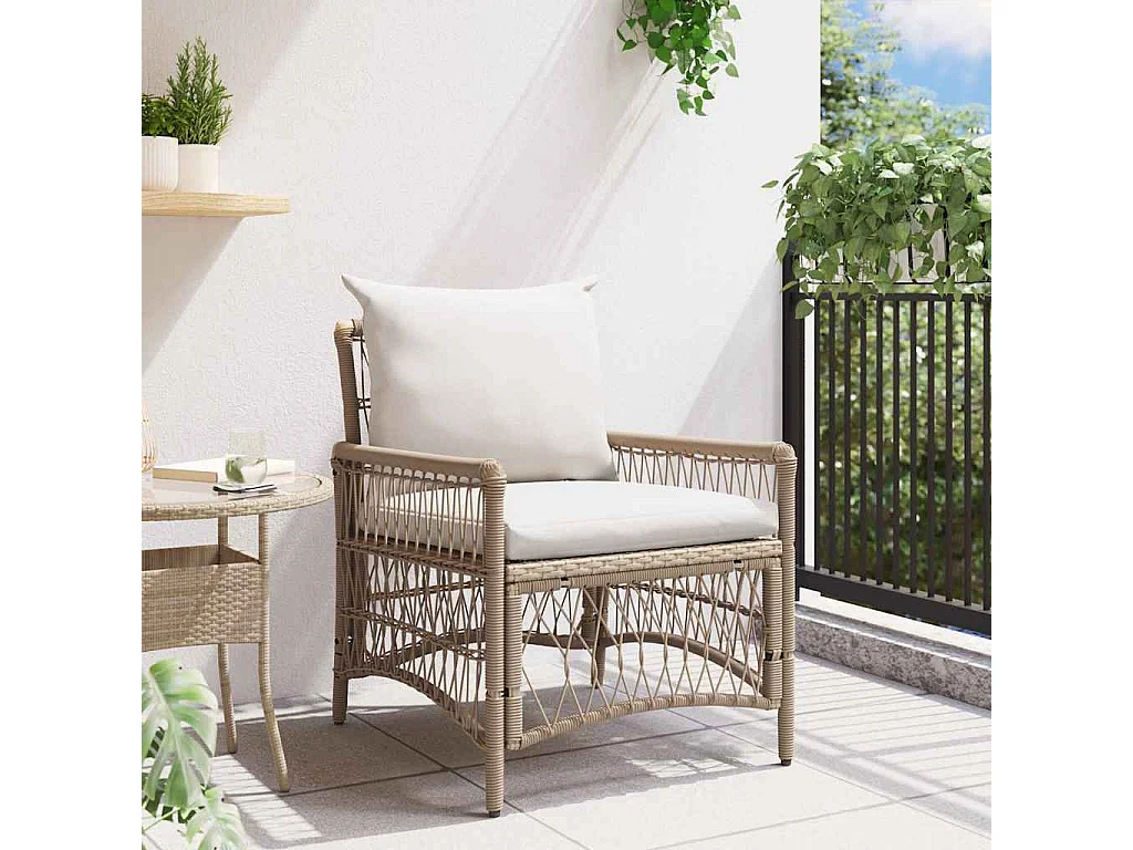 Sedia da giardino beige 60 x 70 x 78 cm in polyrattan