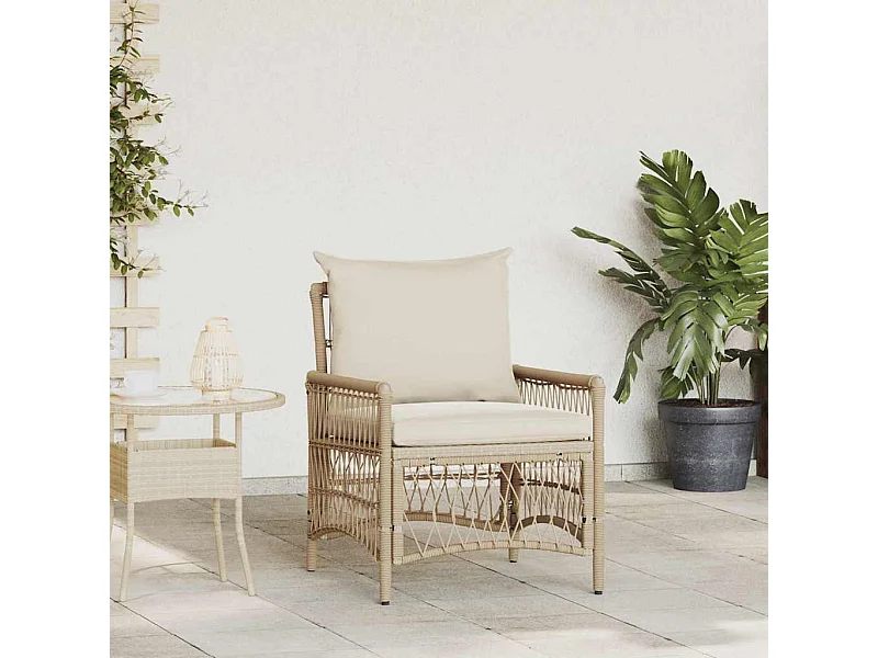 Chaise de jardin Beige 60 x 70 x 78cm polyrotin