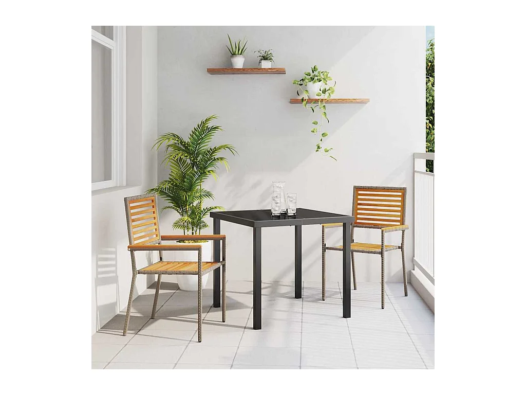Chaises empilables de jardin 2 pcs Brun, Gris