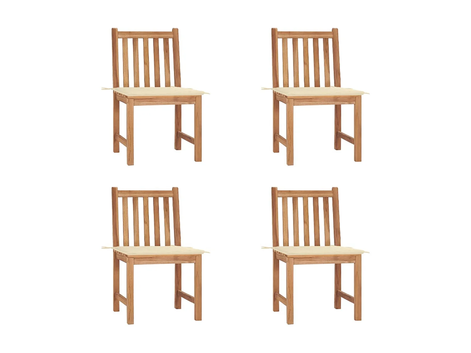 Tuinstoelen set van 4 met kussens Massief teakhout