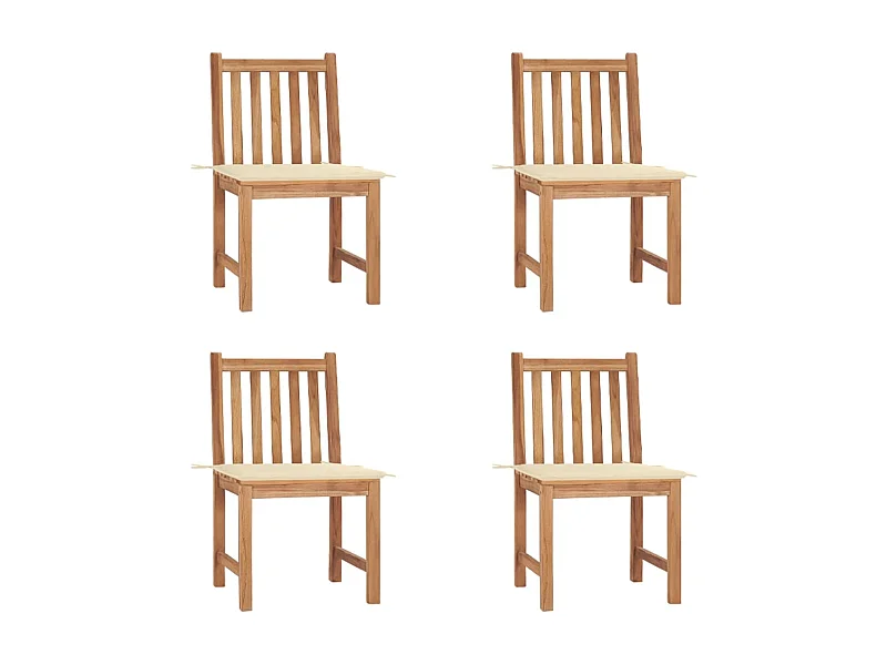 Tuinstoelen set van 4 met kussens Massief teakhout