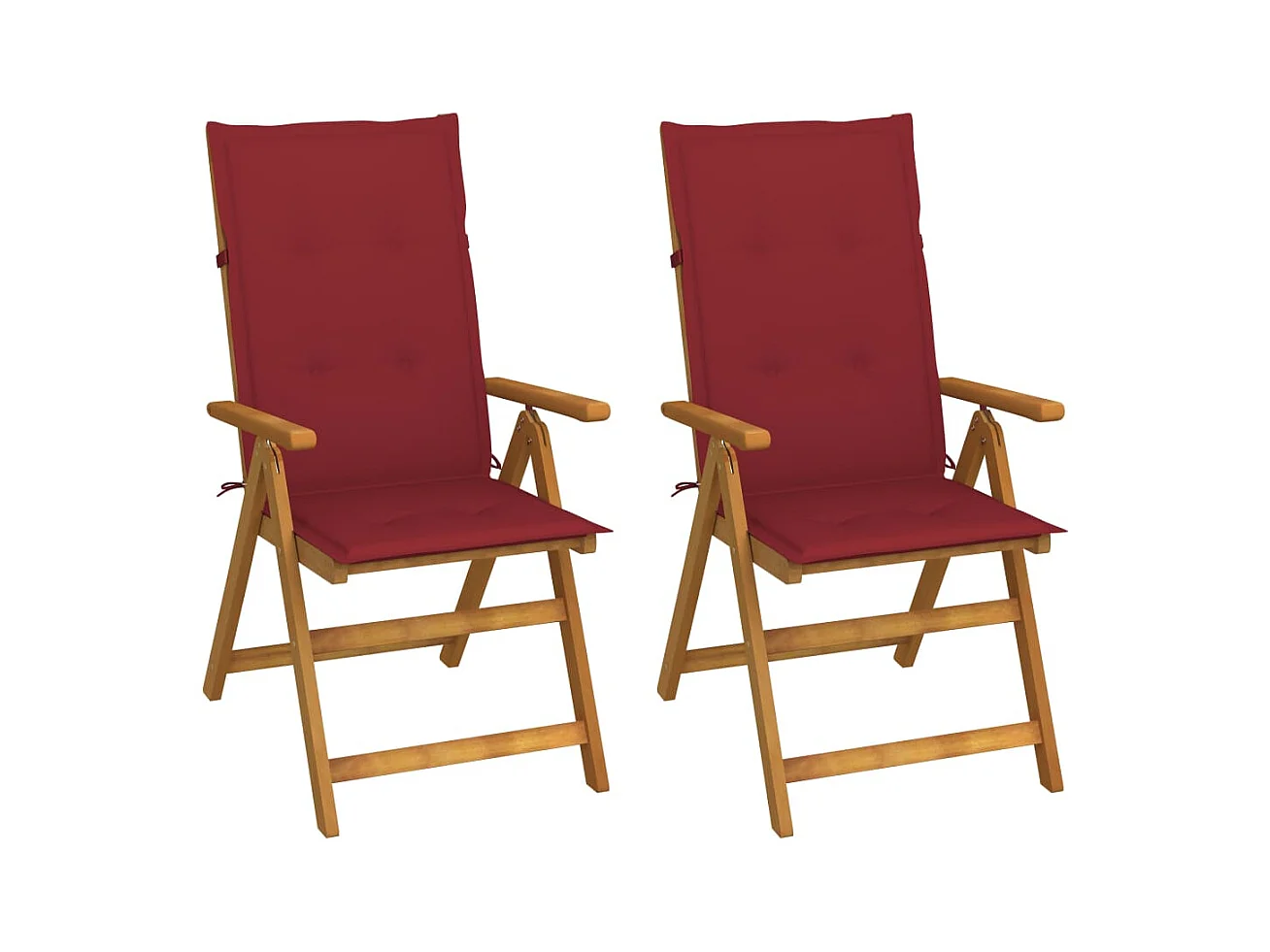 Chaises inclinables de jardin lot de 2 et coussins Bois acacia