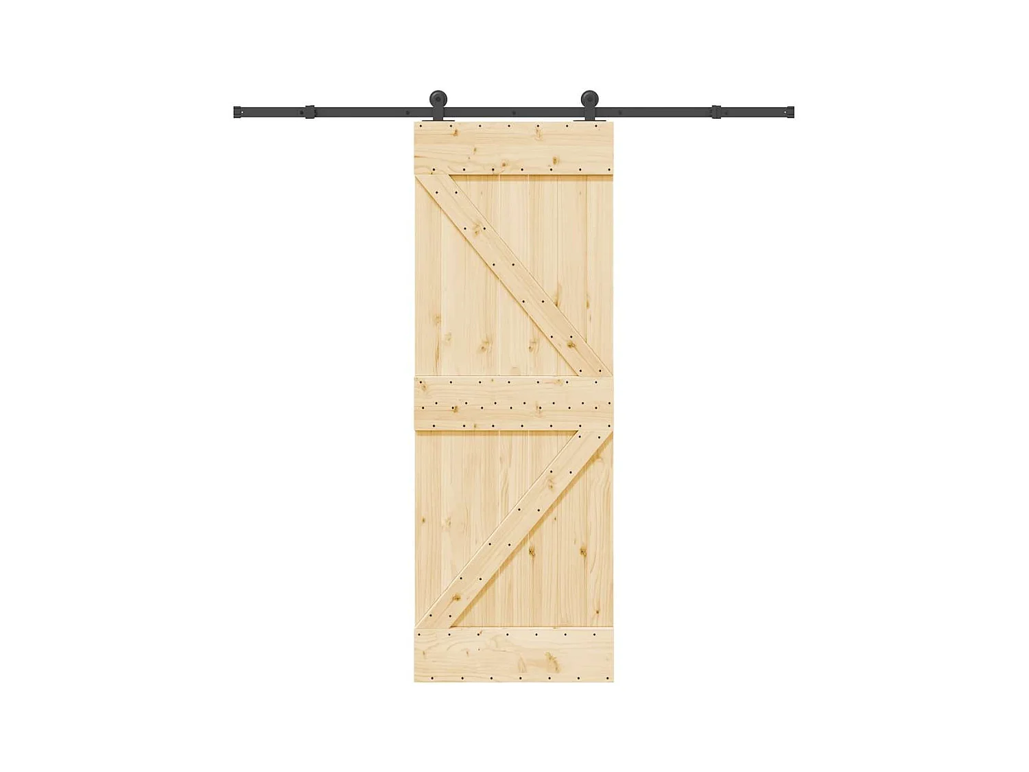 Kit porta scorrevole e ferramenta 70x210 cm in pino massello