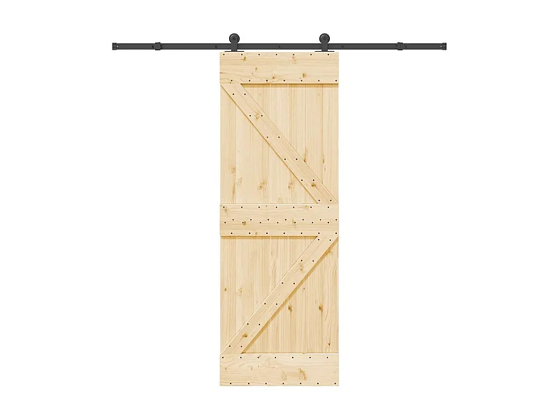 Schuifdeur en beslagset 70x210 cm massief grenen