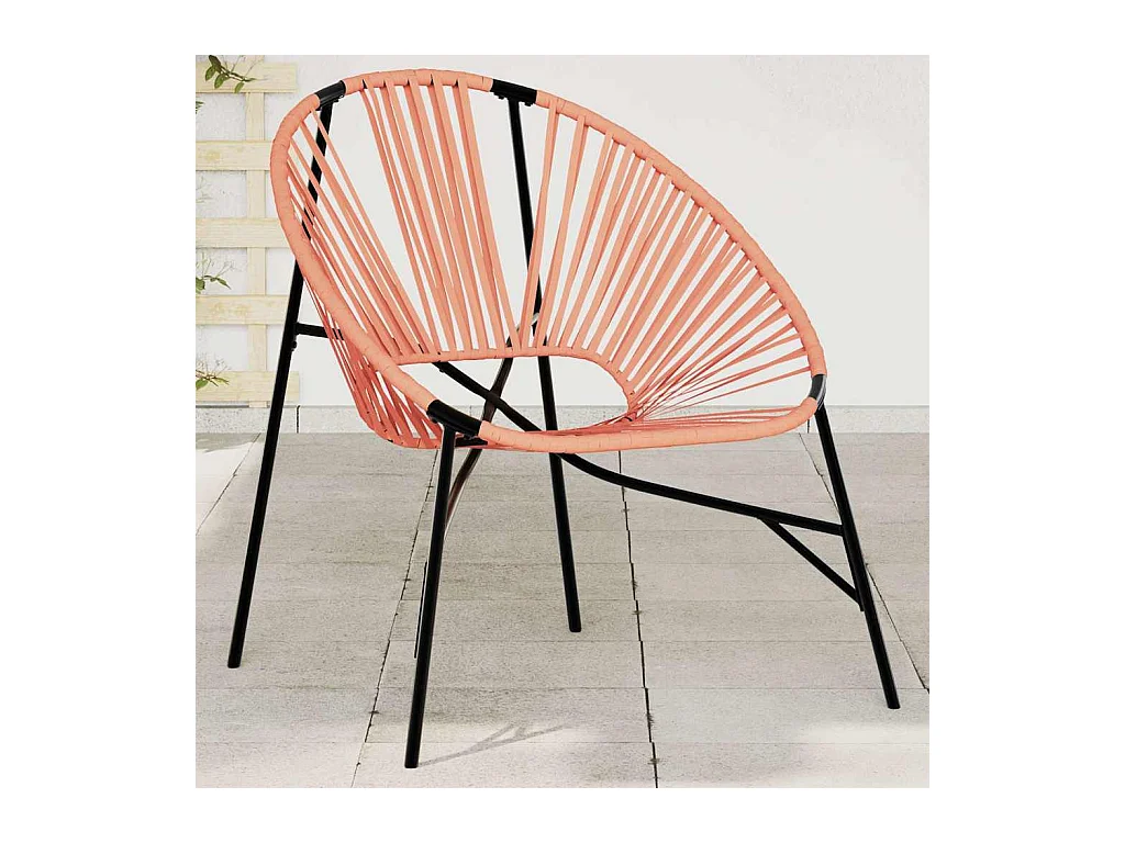 Chaise œuf de jardin noir et orange résine tressée