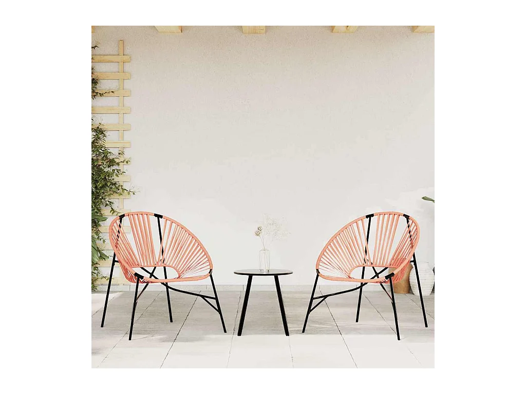 Chaise œuf de jardin noir et orange résine tressée