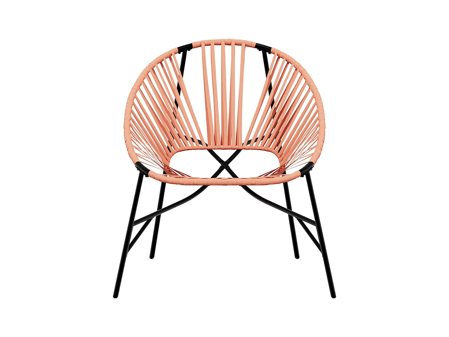 Chaise œuf de jardin noir et orange résine tressée