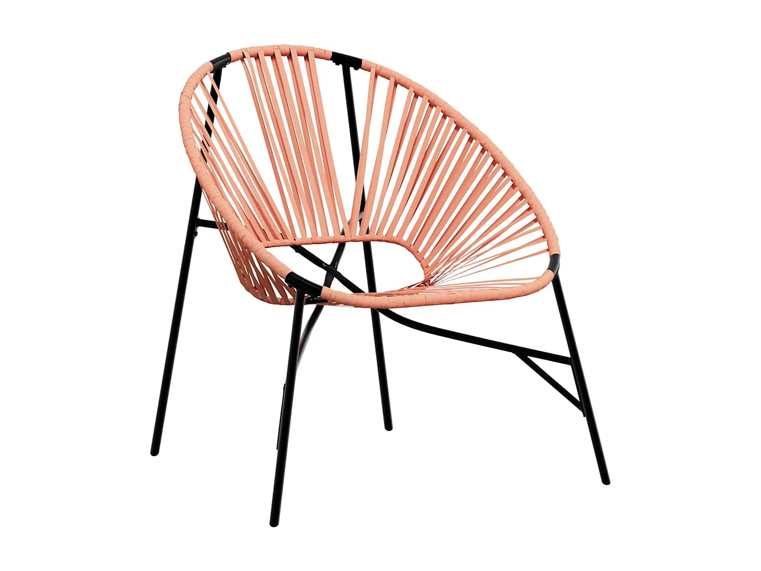 Chaise œuf de jardin noir et orange résine tressée