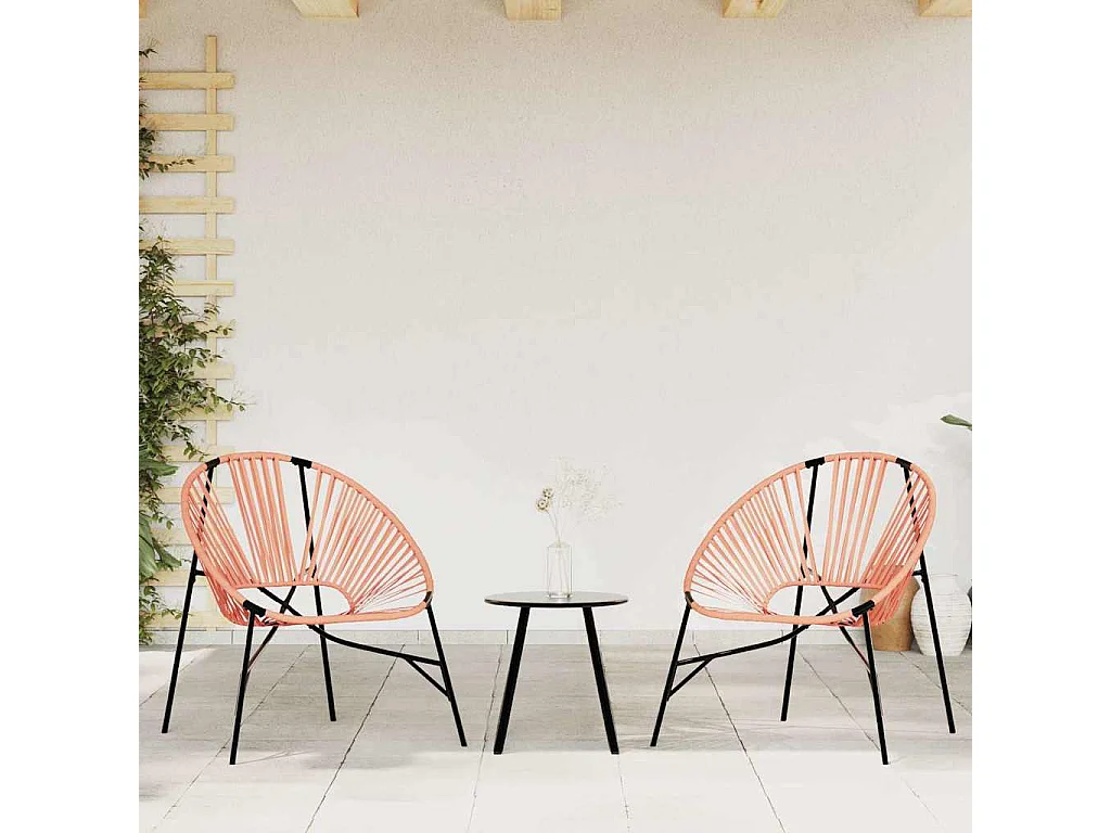 Chaise œuf de jardin noir et orange résine tressée