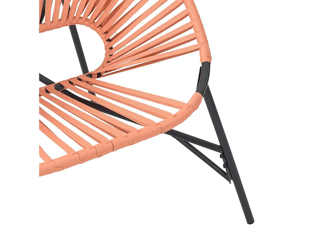 Chaise œuf de jardin noir et orange résine tressée