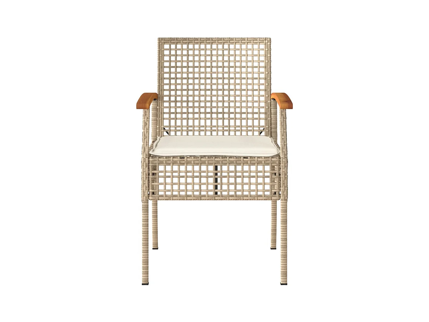 Chaises de jardin coussins lot de 2 beige résine tressée acacia