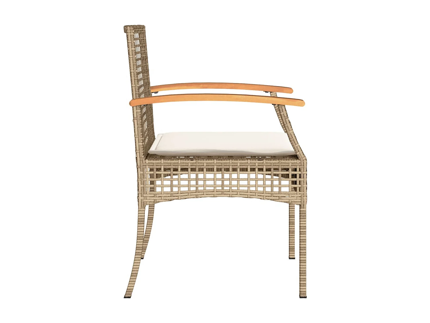 Chaises de jardin coussins lot de 2 beige résine tressée acacia