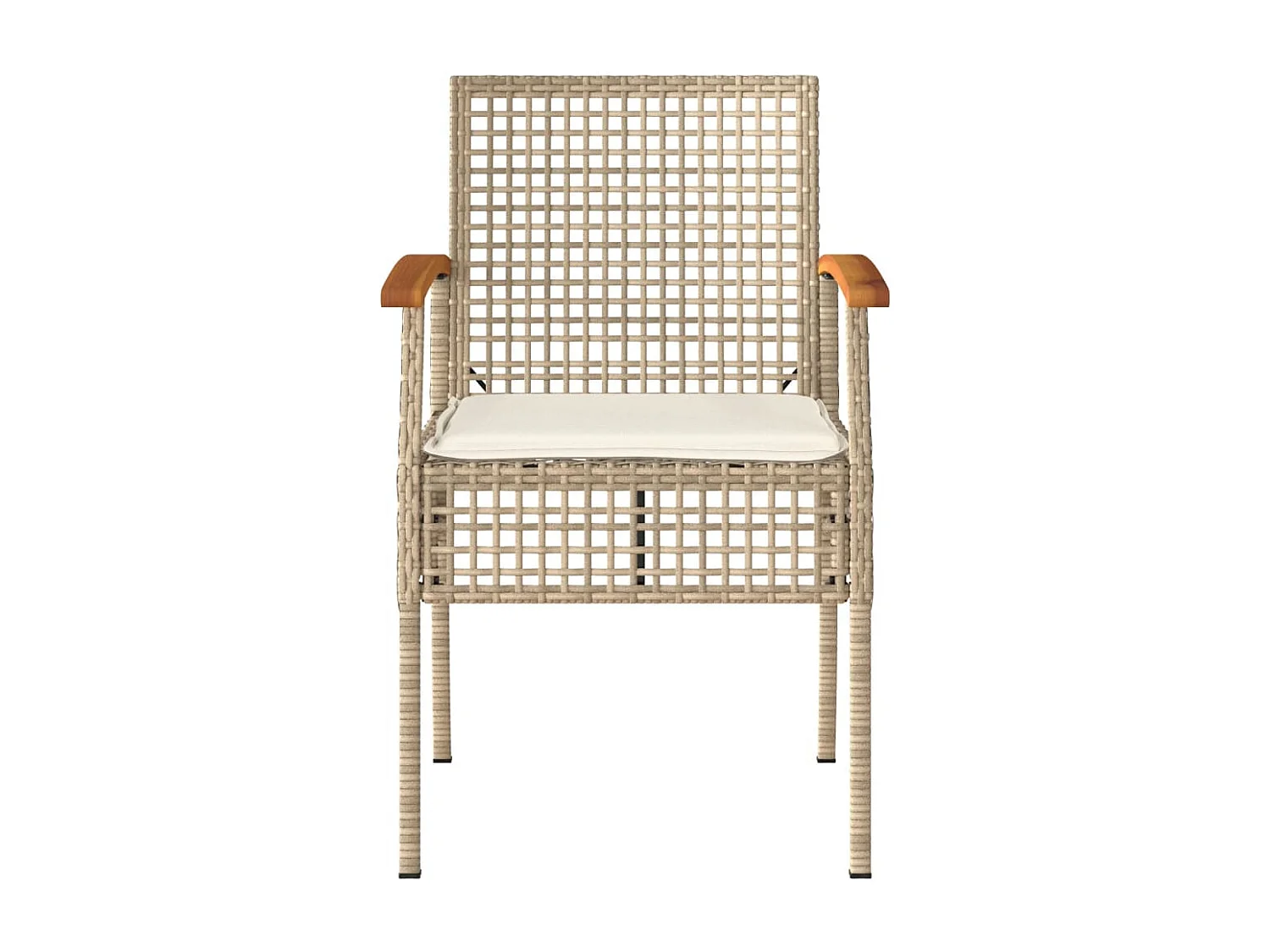 Chaises de jardin coussins lot de 2 beige résine tressée acacia