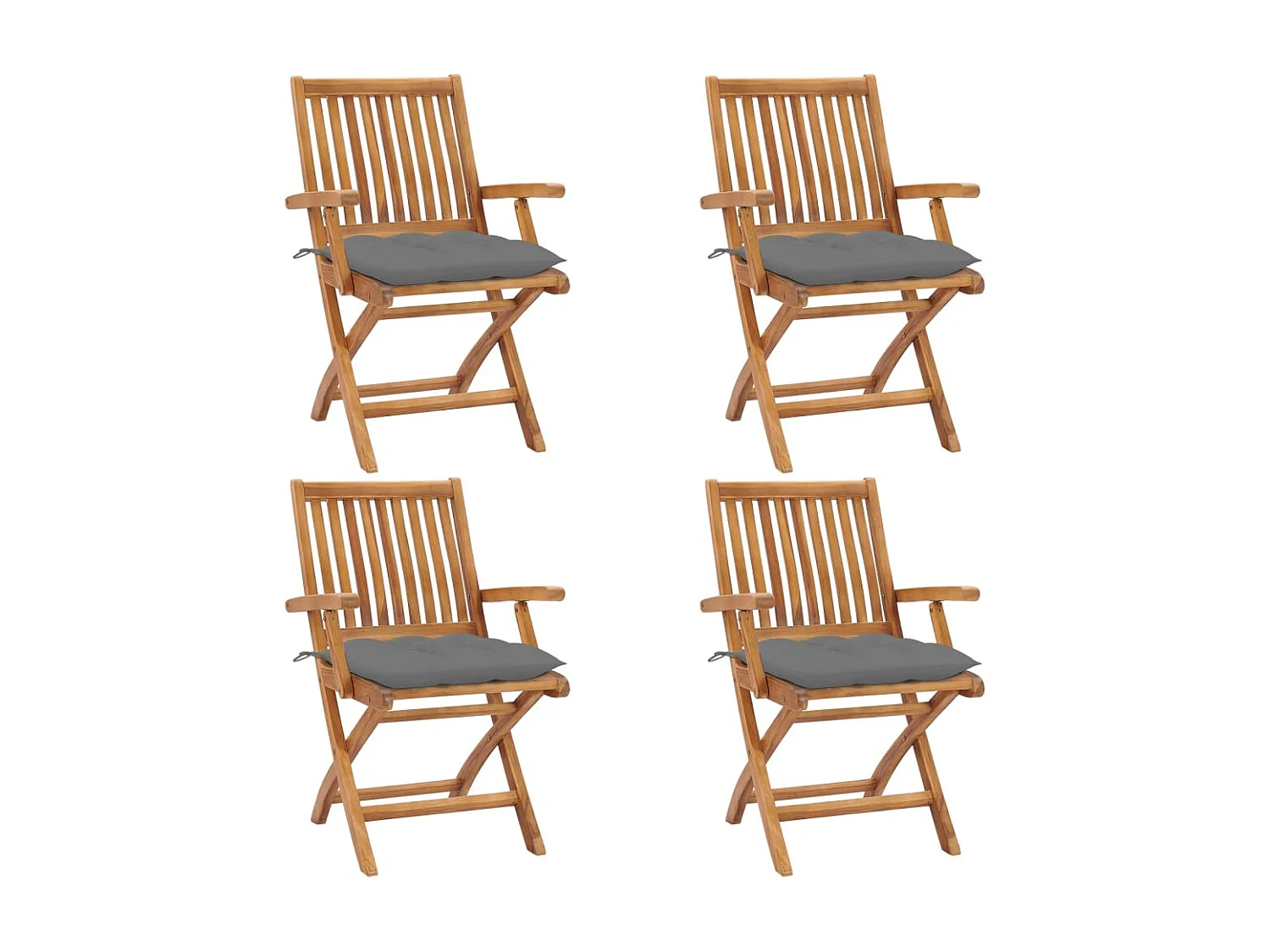 Chaises pliables de jardin avec coussins lot de 4 Teck solide