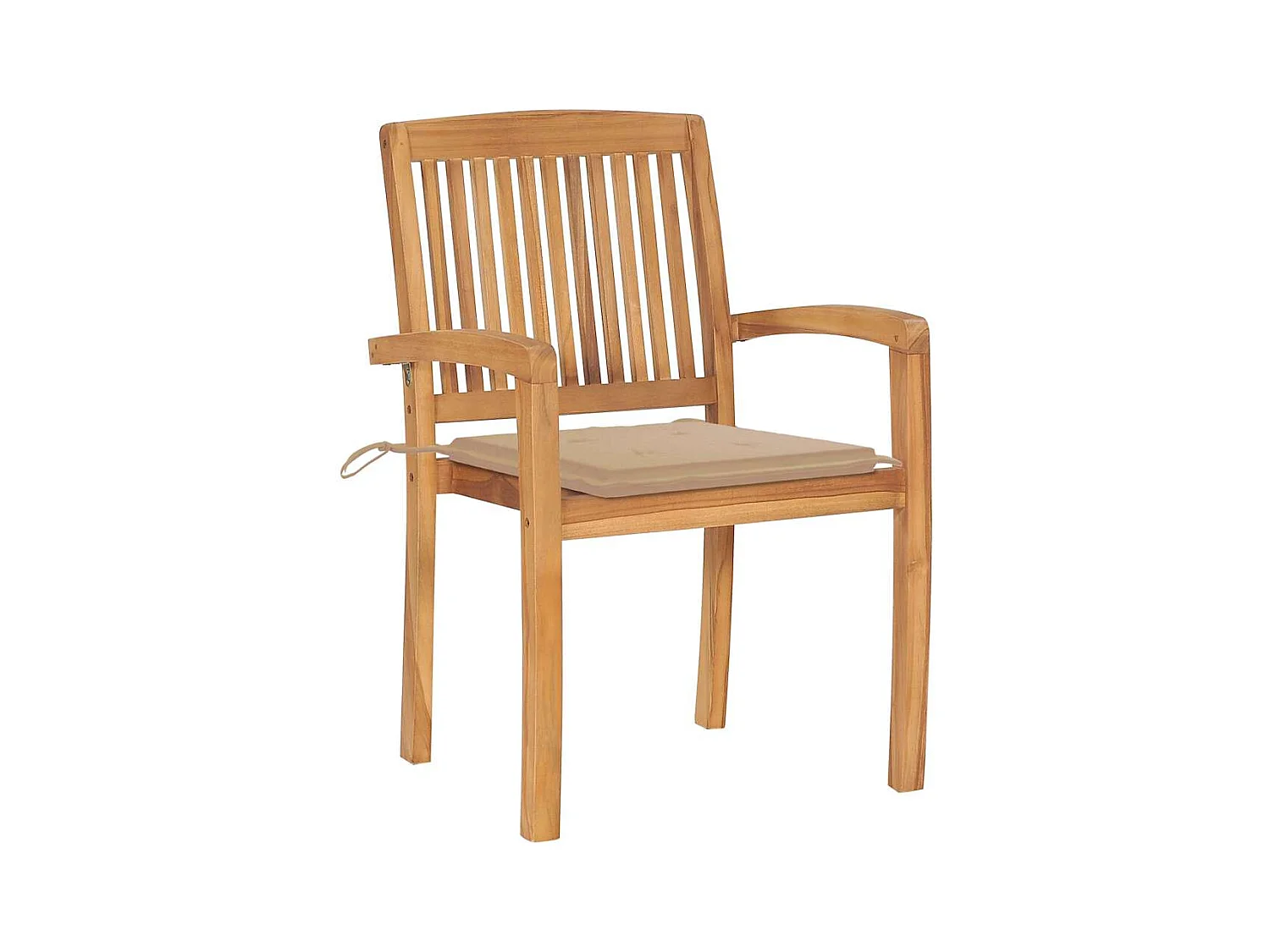 Chaises de jardin lot de 2 et coussins beige Bois teck massif