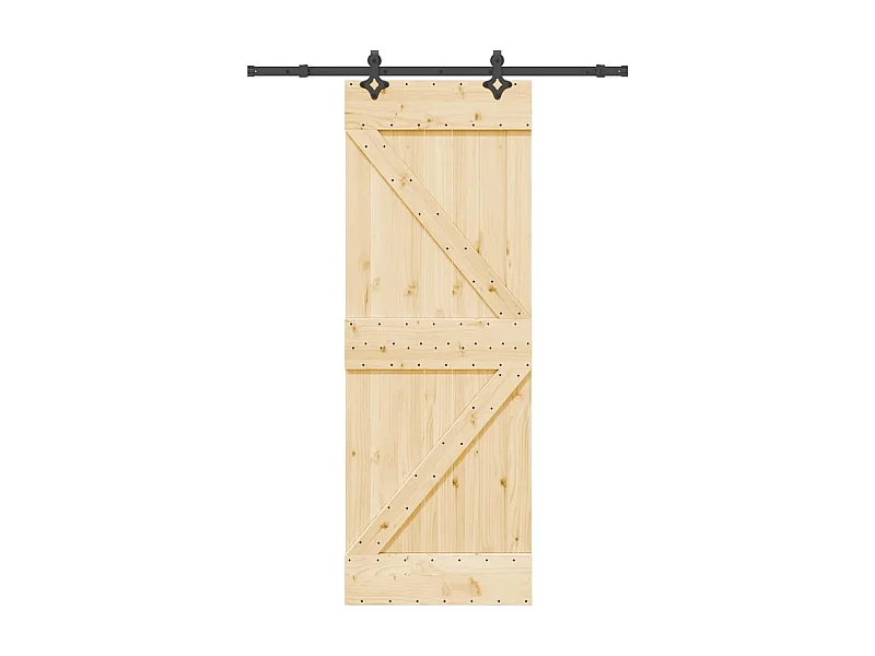 Schuifdeur en beslagset 70x210 cm massief grenen