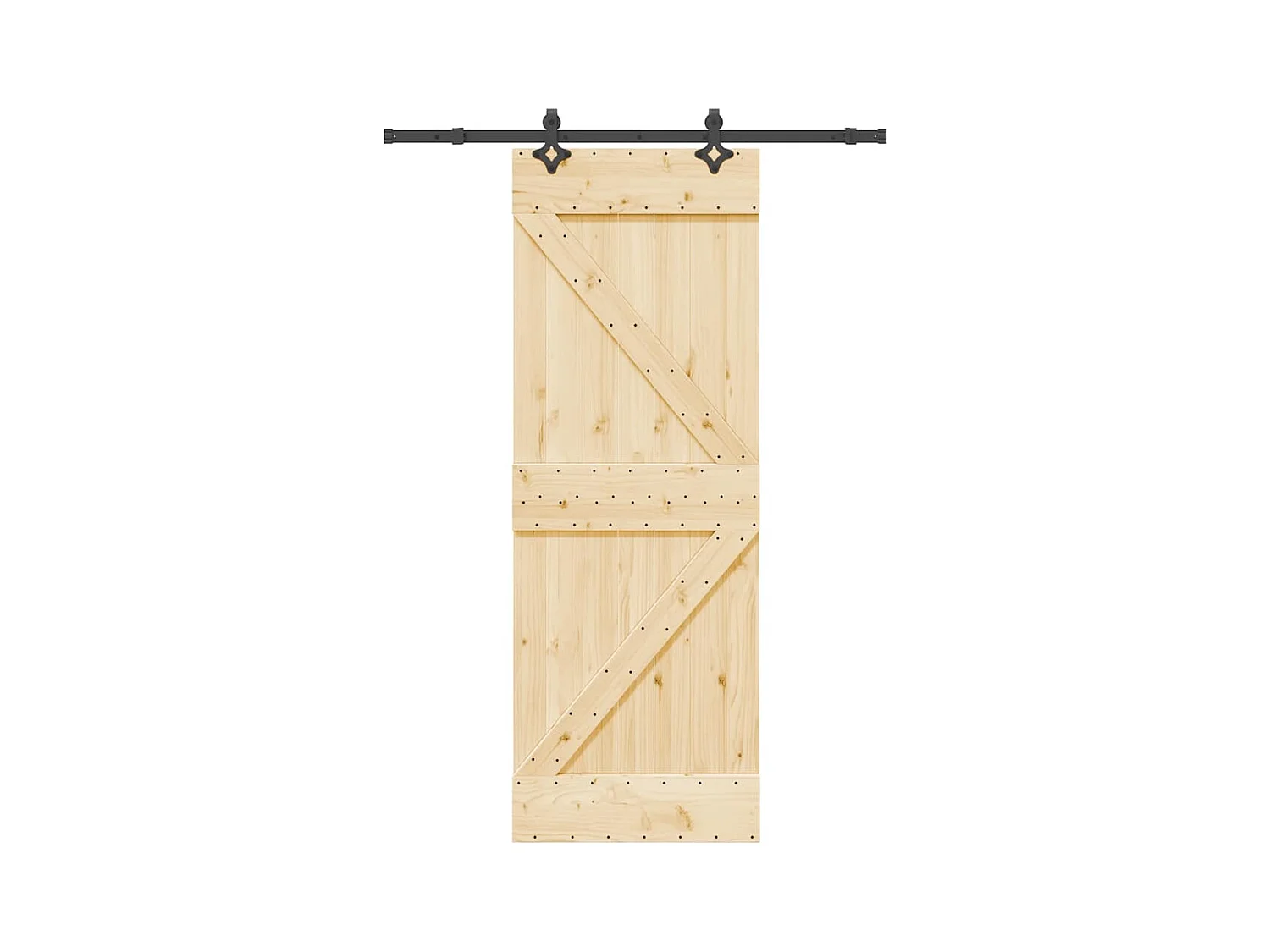 Kit porta scorrevole e ferramenta 70x210 cm in pino massello